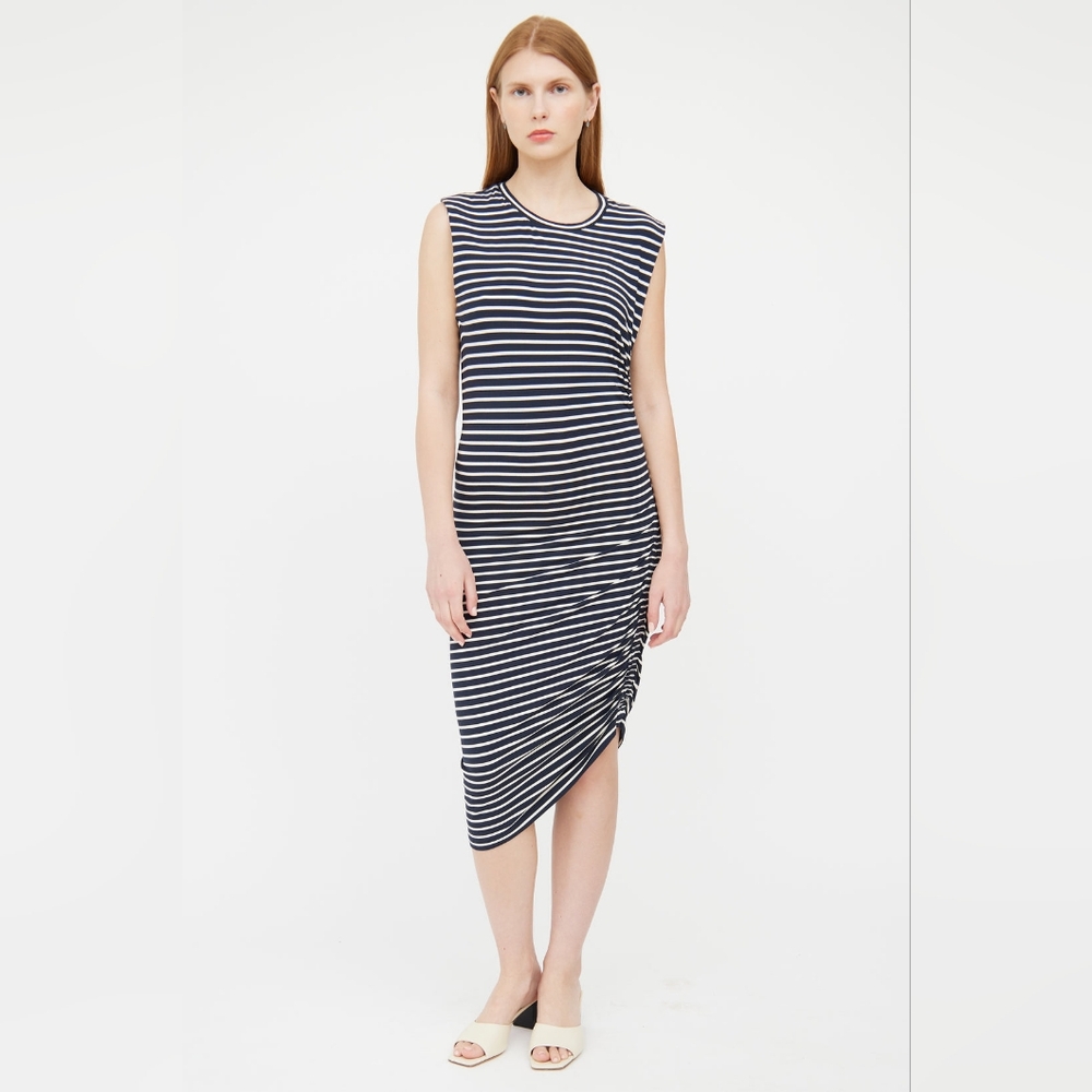 Veronica Beard Brompton‎ Striped Side Ruched Jersey Bodycon Mini Dress Na…